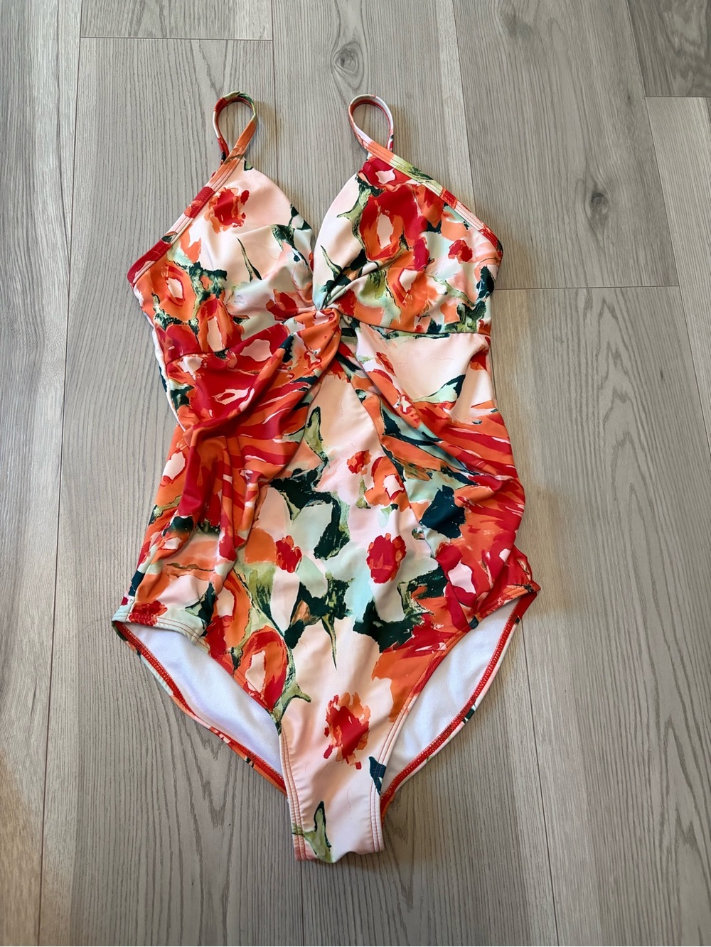 Grace Karin Orange Floral One Piece Suit Size Small